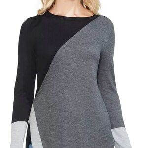 Vince Camuto Black Grey Colorblock Sweater Size XL $99